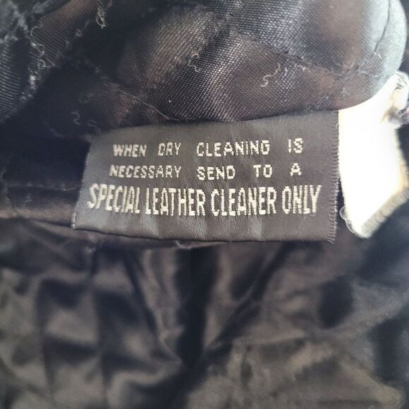 Vintage 80s Wilsons Leather Bomber Flight Jacket L Black Sherpa Trim Belted Zip - Picture 16 of 16